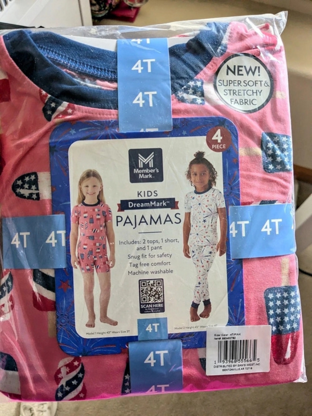 Member's Mark DreamMark Kids 4-Piece Pajama Set Girls